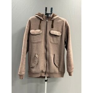 Footaction USA Mens Sherpa Lined Full Zip Hoodie Jacket X-Large Brown Heather
